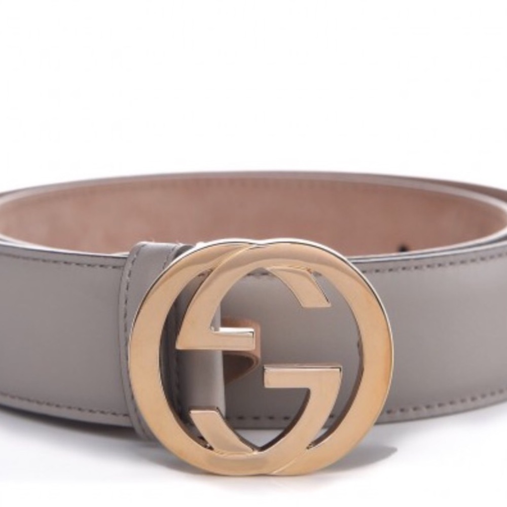 Gucci Calfskin Interlocking G Belt in Grey